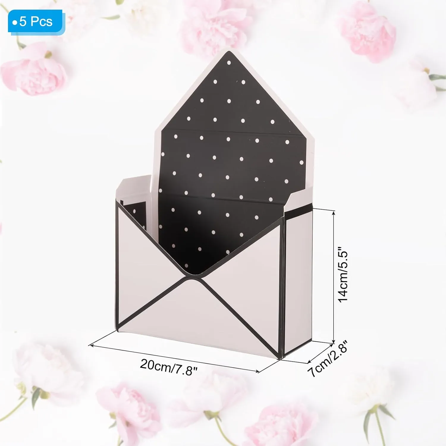 PATIKIL Florist Bouquet Envelope Boxes, 5 Packs Flower Arrangement Box Packaging Gift Paper Boxes for Wedding, Party, Birthday, Mother's Day, Black