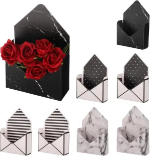 PATIKIL Florist Bouquet Envelope Boxes, 8 Packs Flower Arrangement Box Packaging Gift Paper Boxes for Wedding, Party, Birthday, Mother's Day, Black and White
