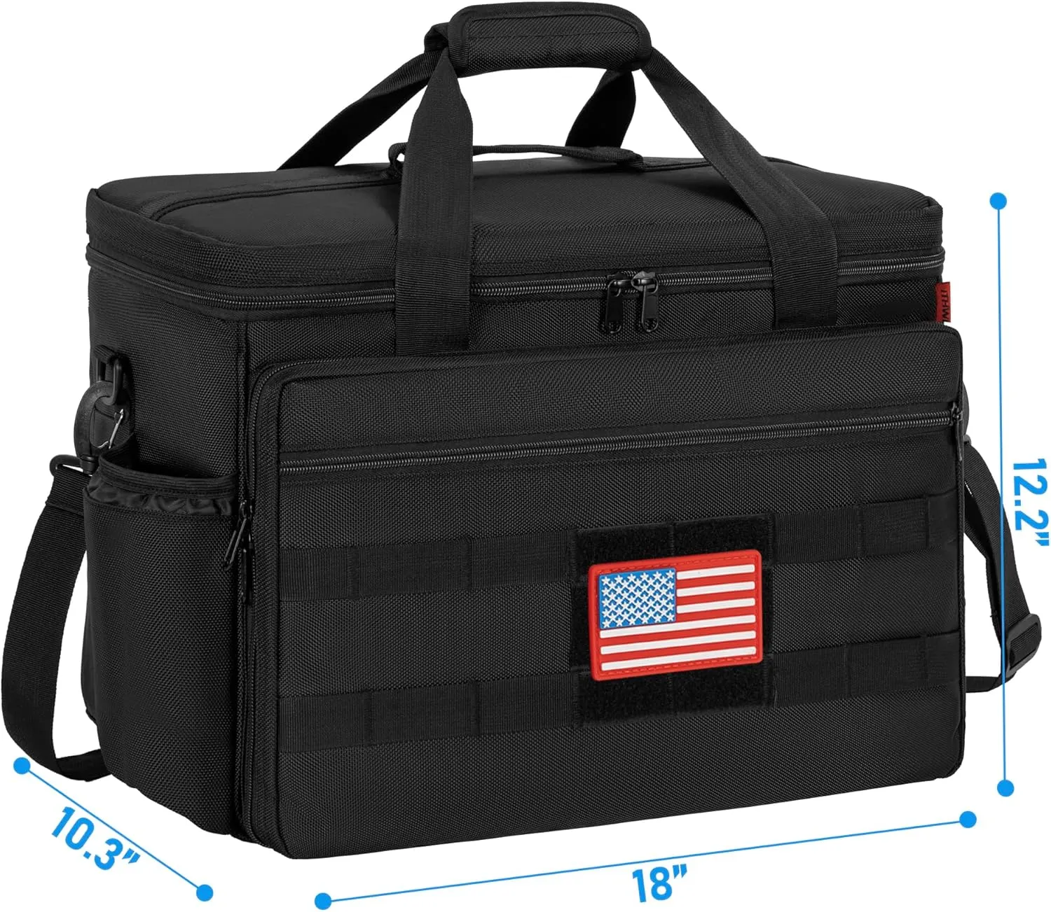 Patrol Bag Law Enforcement, Police Gear Bag Car Front Seat Organizer for Police with Laptop Layer and Cup Holders, MOLLE System, Fits Vehicle Passenger Seat Black