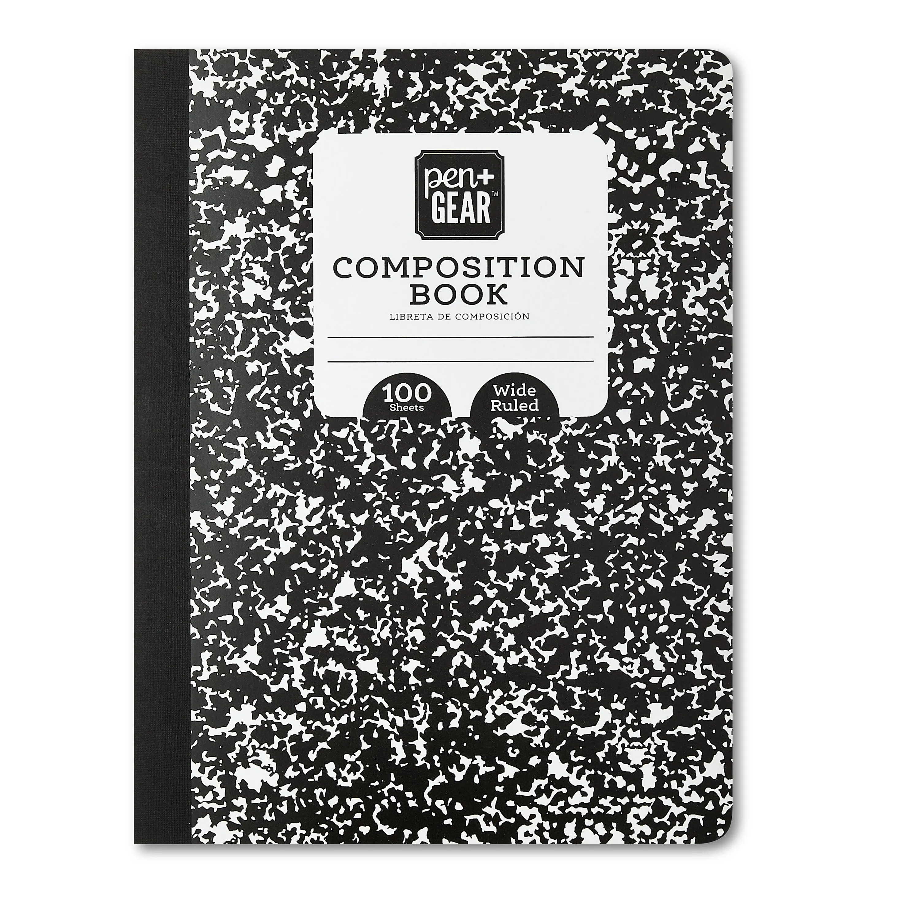 Pen Gear Wide Ruled Composition Book, 7.5" x 9.75", Black and White, 1