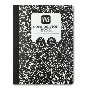 Pen Gear Wide Ruled Composition Book, 7.5" x 9.75", Black and White, 1