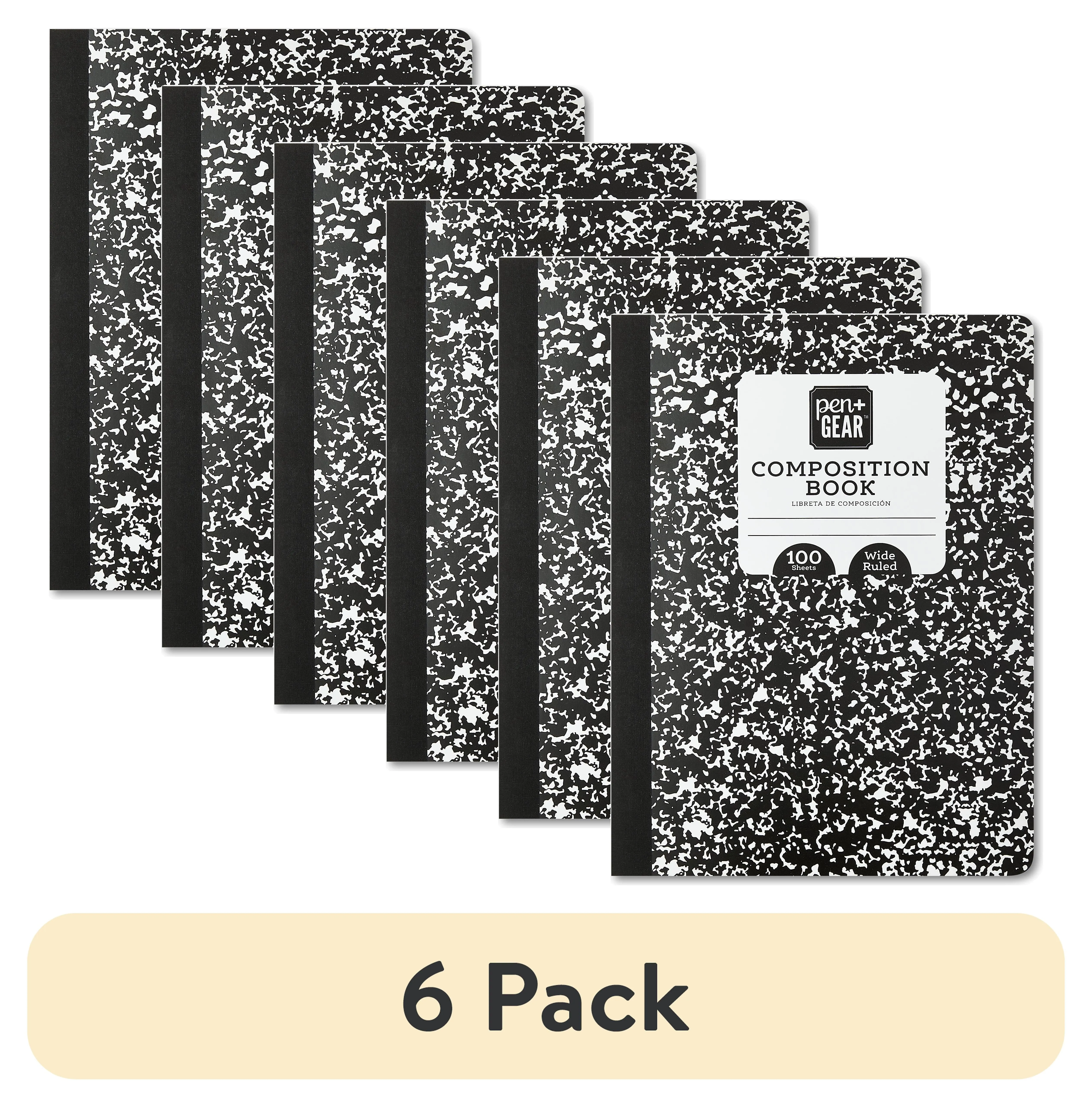 Pen Gear Wide Ruled Composition Book, 7.5" x 9.75", Black and White, 1