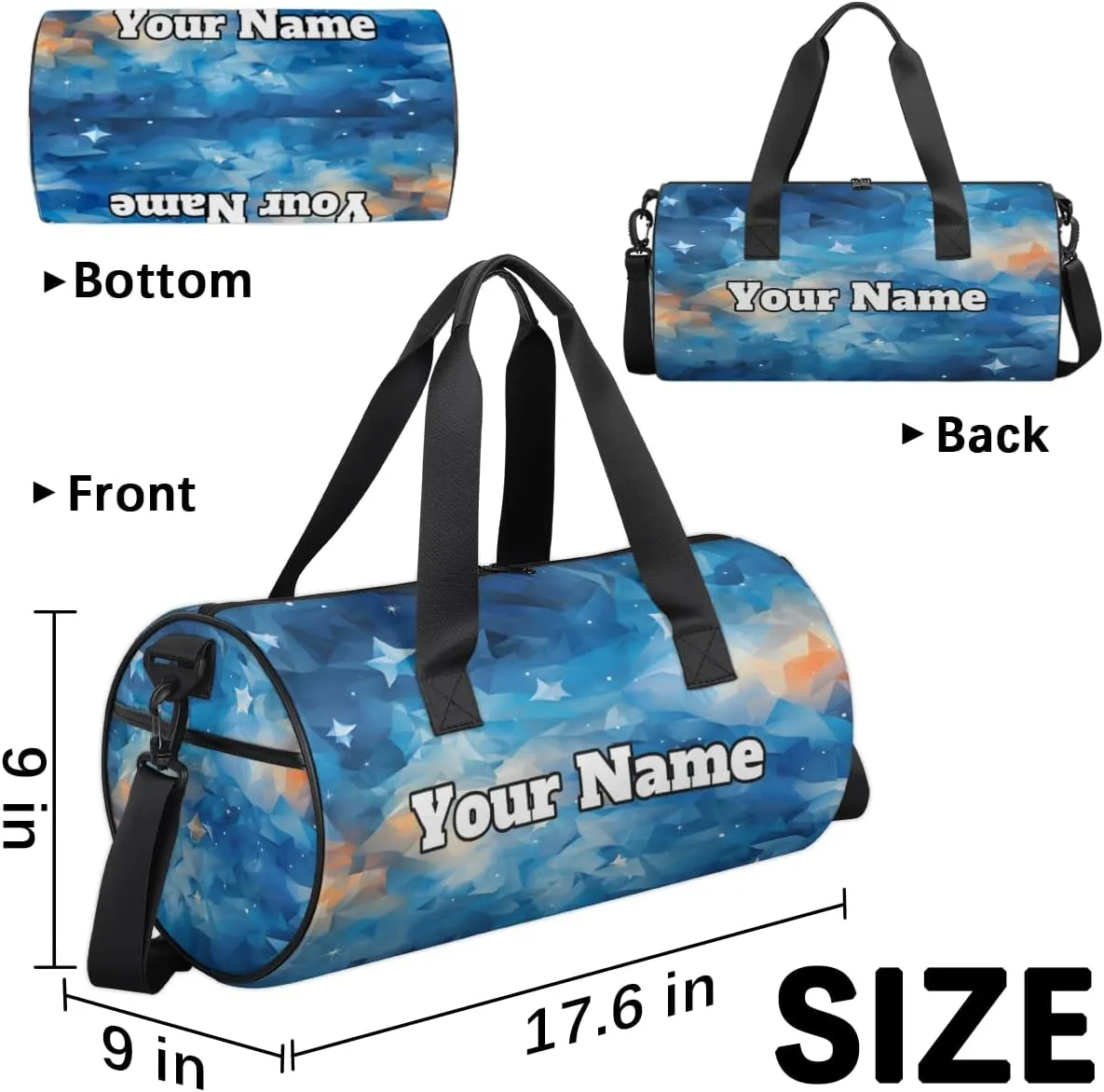 Personalized Art Painting Sport Gym Bag, Custom Name Duffel Bags for Men, Waterproof Custom Sport Duffel Bag, Gymnastics Dance, Design Modern