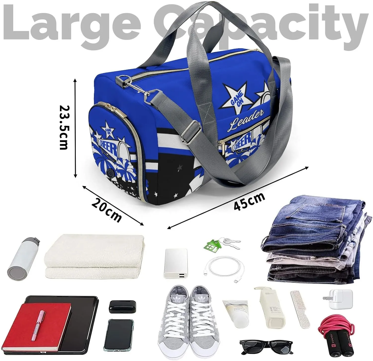 Personalized Cheer Duffle Bag Cheerleader Sleepover bag with Shoe Compartments Gifts for Cheer Team Coach