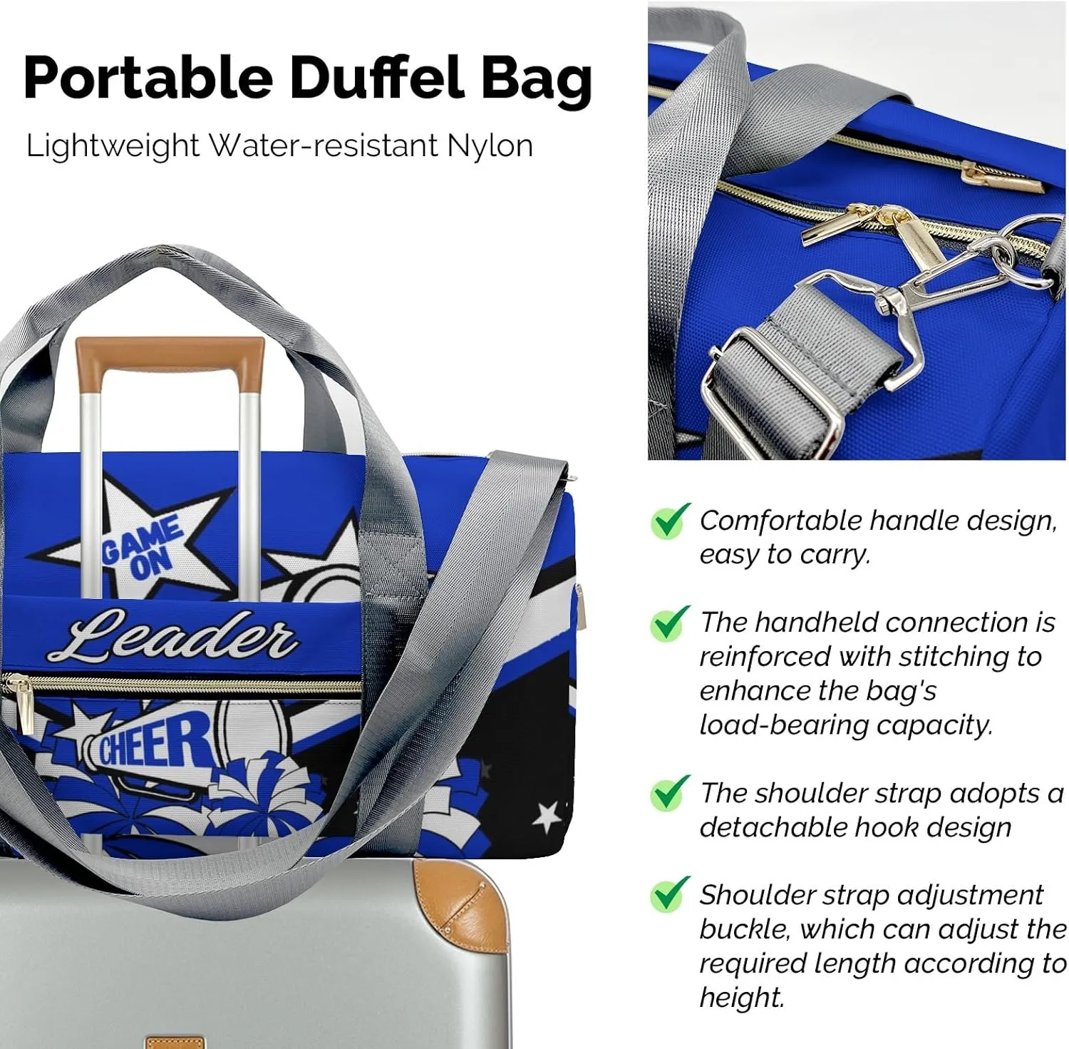 Personalized Cheer Duffle Bag Cheerleader Sleepover bag with Shoe Compartments Gifts for Cheer Team Coach