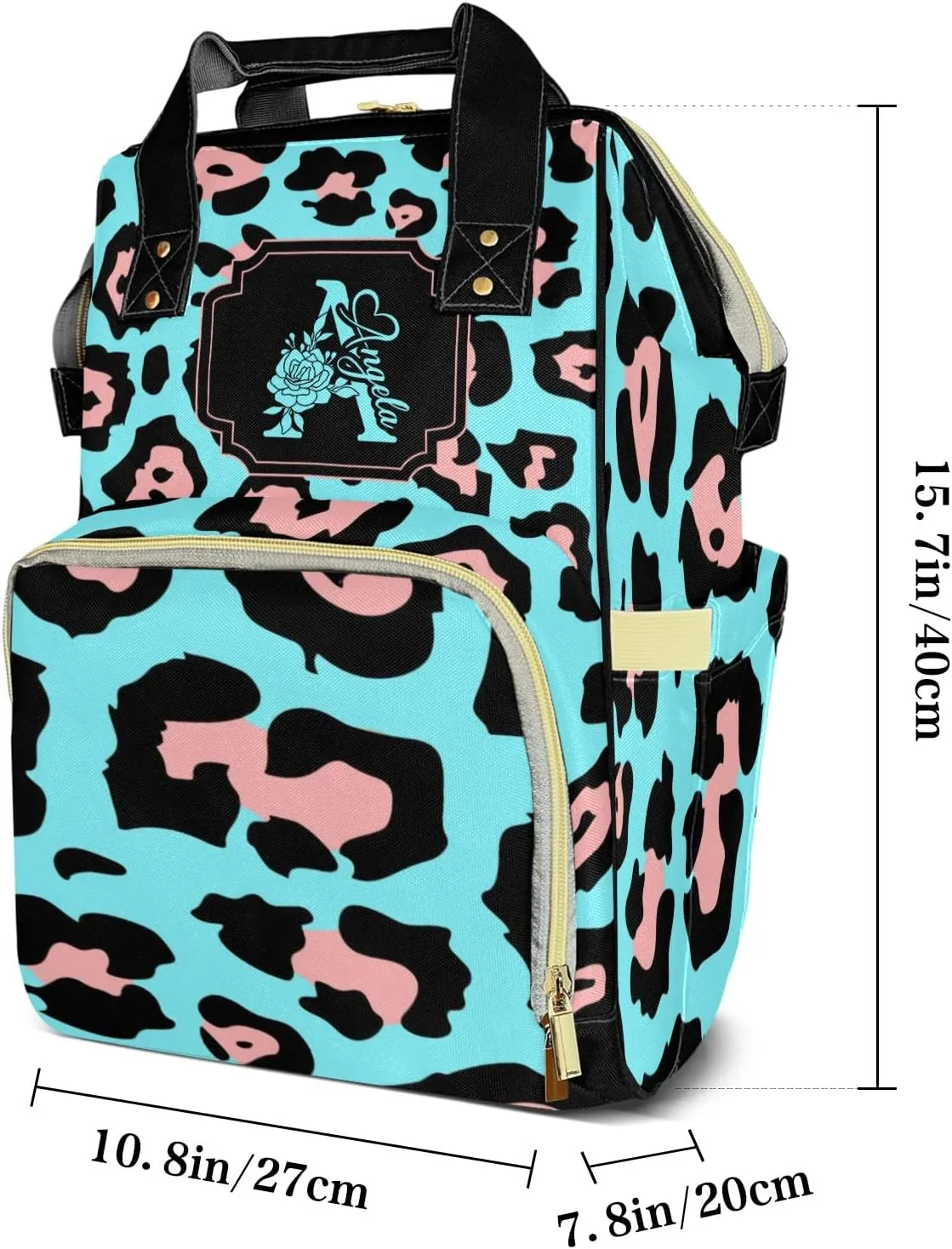 Personalized Diaper Bags Leopard Print Backpack with Name Mommy Nursing Bags Gifts for Mom Dad Pink Blue
