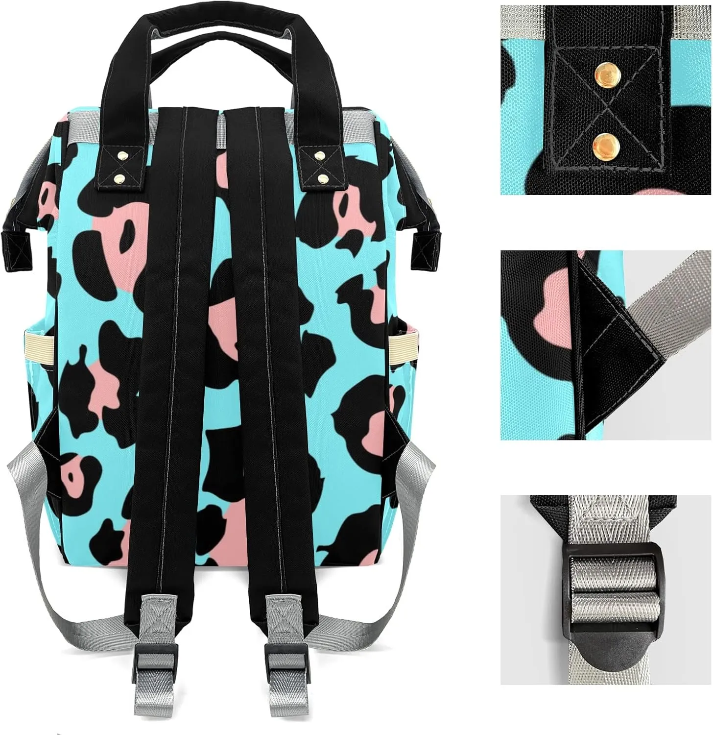 Personalized Diaper Bags Leopard Print Backpack with Name Mommy Nursing Bags Gifts for Mom Dad Pink Blue