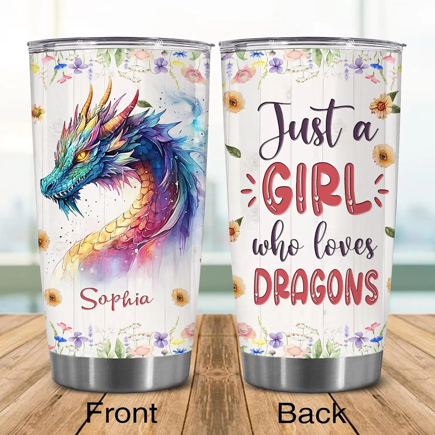 Personalized Gift For Dragon Lover - Mother's Day Birthday Gift For Animal Lovers - Just A Girl Who Loves Dragon Tumbler - Pet Lover Gifts For Women, Her