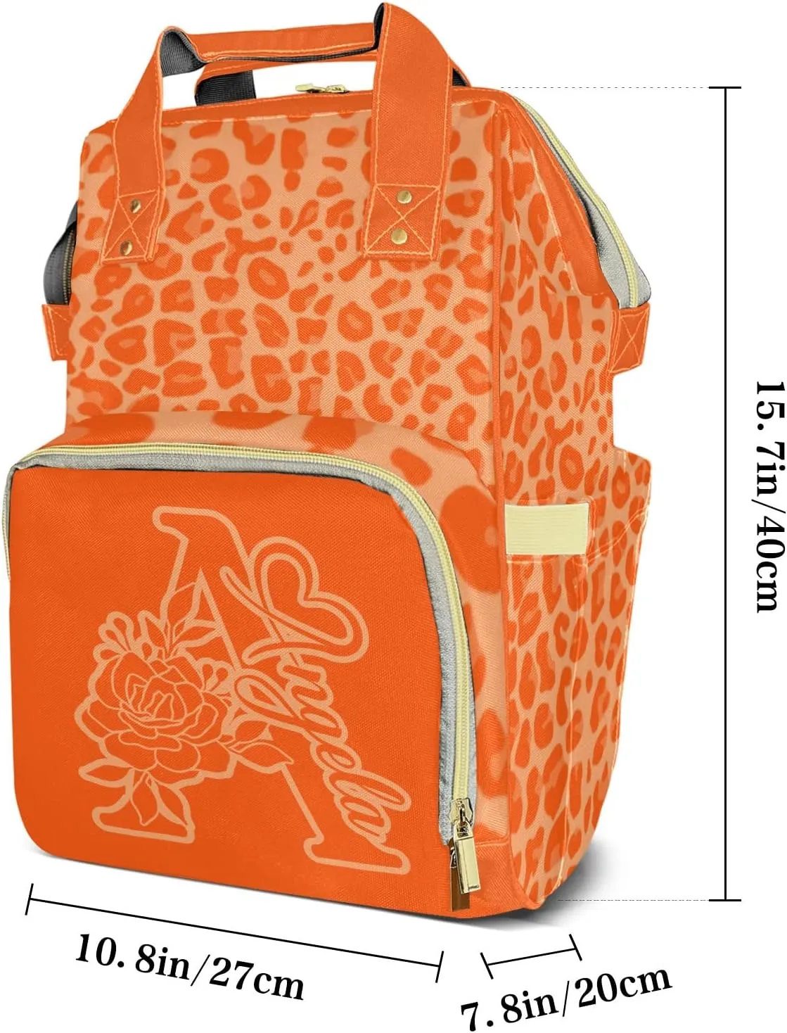 Personalized Leopard Print Tote Bag Backpacks Custom with Text Mommy Bag Gift for Mom Dad Orange