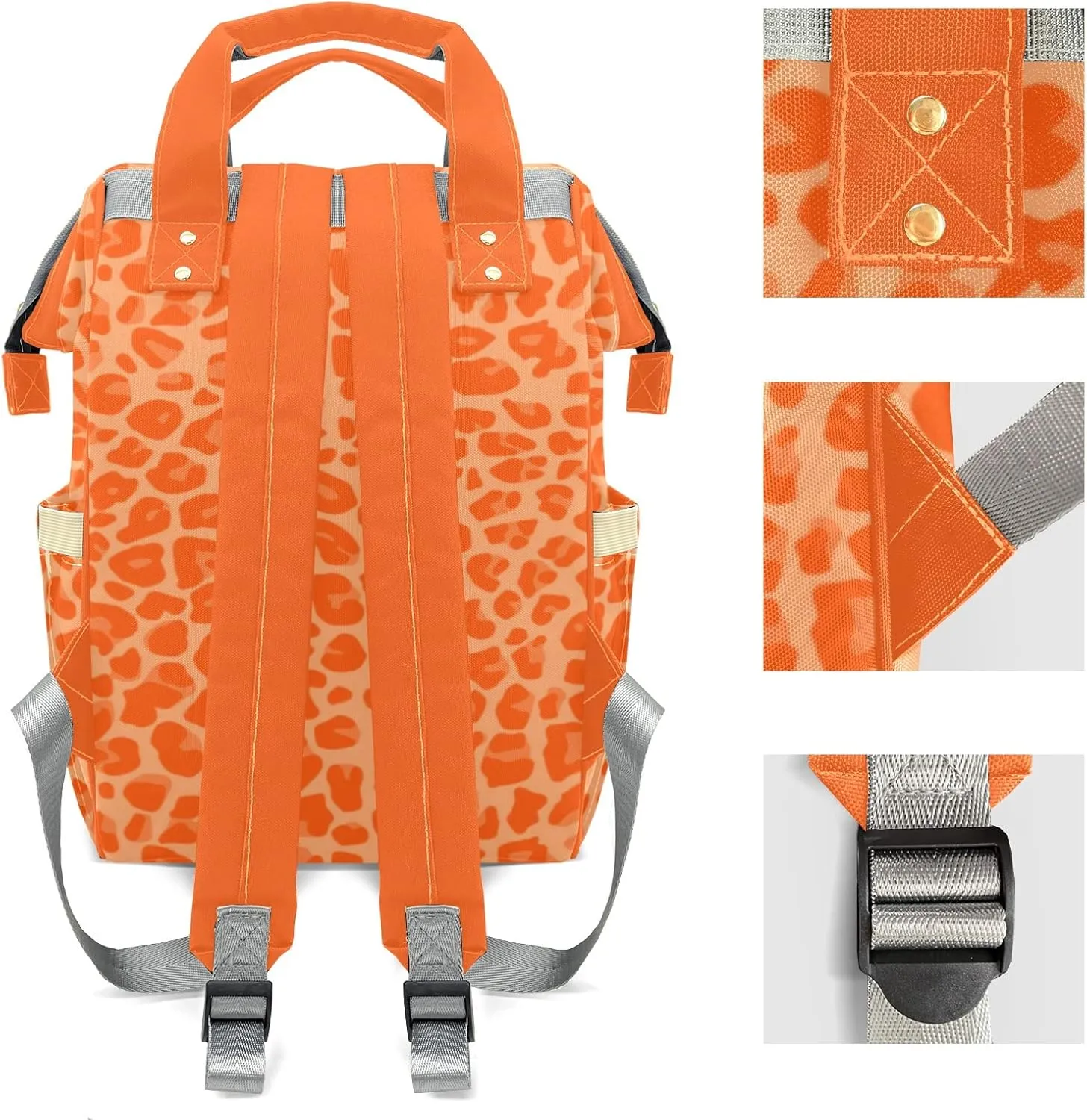 Personalized Leopard Print Tote Bag Backpacks Custom with Text Mommy Bag Gift for Mom Dad Orange