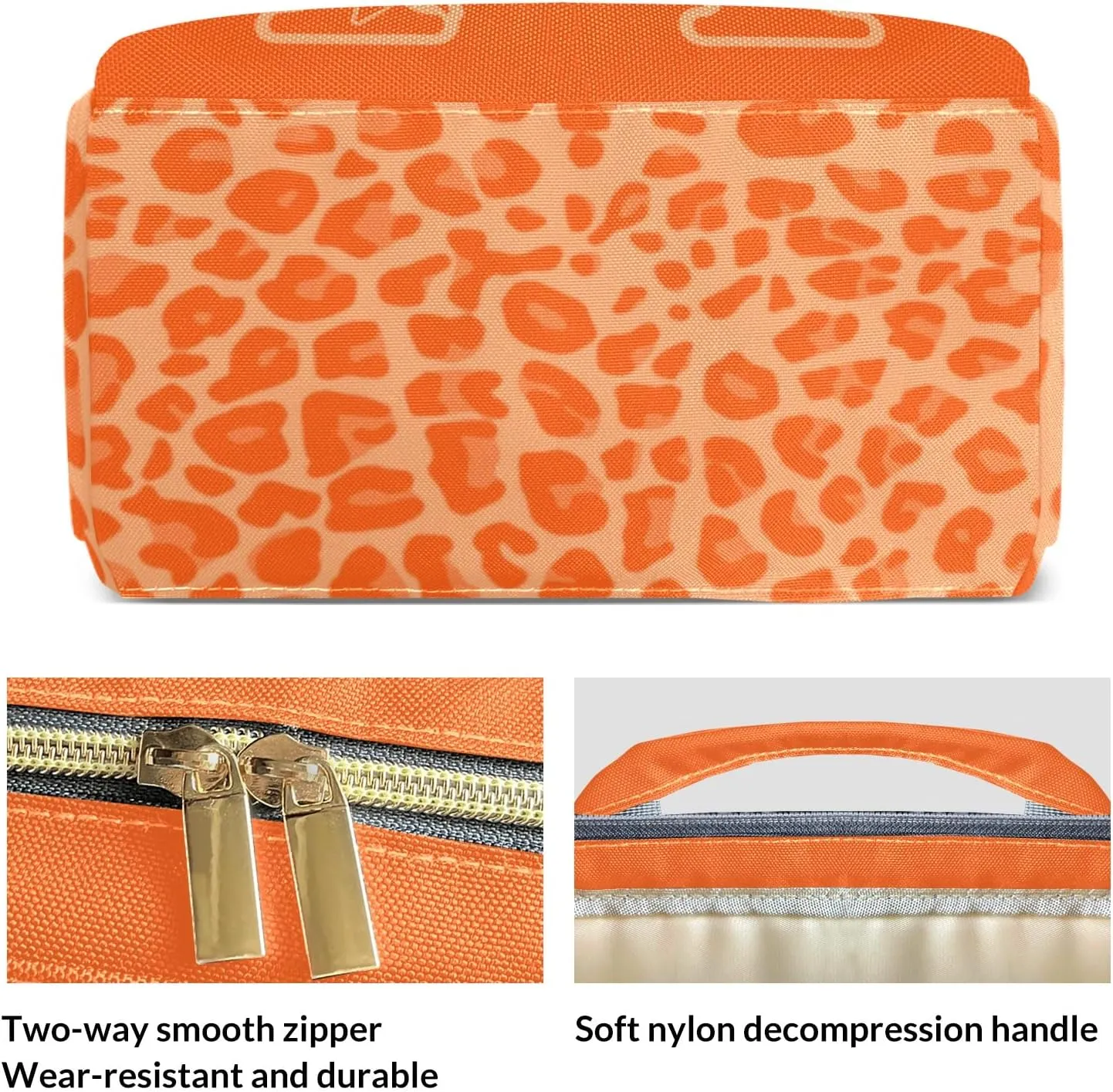 Personalized Leopard Print Tote Bag Backpacks Custom with Text Mommy Bag Gift for Mom Dad Orange