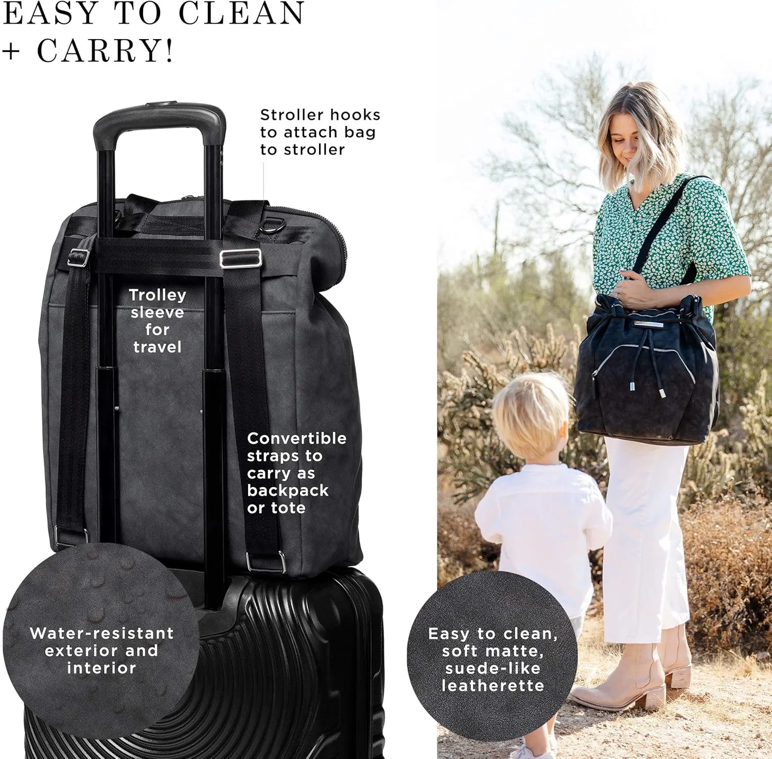 Petunia Pickle Bottom Cinch Convertible Backpack | Baby Diaper Bag for Parents | Stylish, Spacious, Secure Backpack