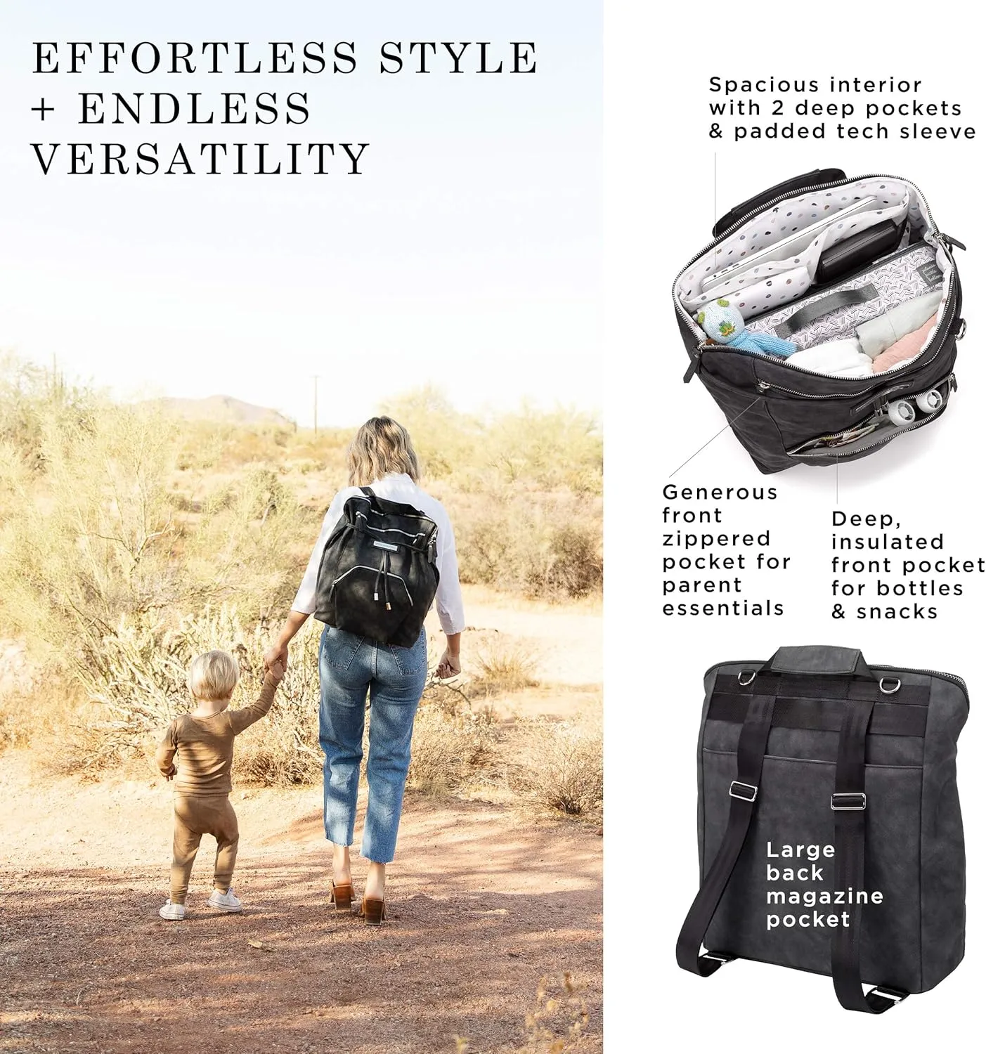 Petunia Pickle Bottom Cinch Convertible Backpack | Baby Diaper Bag for Parents | Stylish, Spacious, Secure Backpack