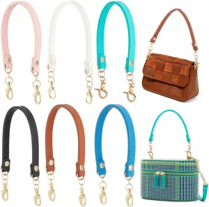 PH PandaHall 6pcs Leather Short Purse Handle, 12.8 Inch Purse Strap Replacement Handbag Handle Purse Crossbody Extender with Light Gold Swivel Clasps for Handmade Bag Handbag Purse Tote, 6 Colors