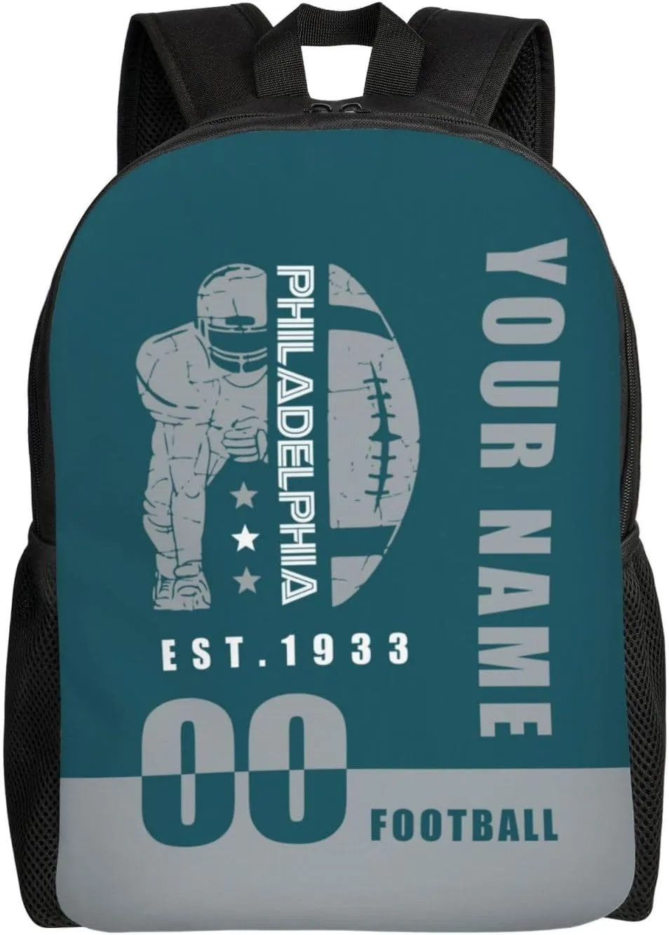Philadelphia Backpack 17 Inch SchoolBag, Personalized Any Name Number High Capacity Laptop Bag Casual Daypack for Man/Woman/Girl/Boy