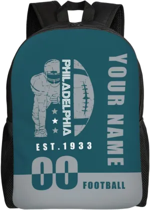 Philadelphia Backpack 17 Inch SchoolBag, Personalized Any Name Number High Capacity Laptop Bag Casual Daypack for Man/Woman/Girl/Boy