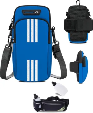 Phone Holder for Runnin g Armband Small Crossbody Bags for Women Men Kids,iPhone Samsung Galaxy Arm Bag Running Belt with Water Bottle Holder,Waist Bag Fanny Pack Pouch Fit Hiking Hydration
