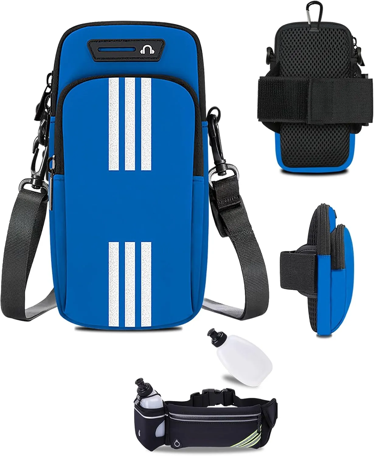 Phone Holder for Runnin g Armband Small Crossbody Bags for Women Men Kids,iPhone Samsung Galaxy Arm Bag Running Belt with Water Bottle Holder,Waist Bag Fanny Pack Pouch Fit Hiking Hydration