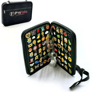 PinFolio Classic Pin Display Bag, Sports Pin Book Designed for Storage & Easy Trading Up to 100 1-Inch Enamel Pins, Black, Classic