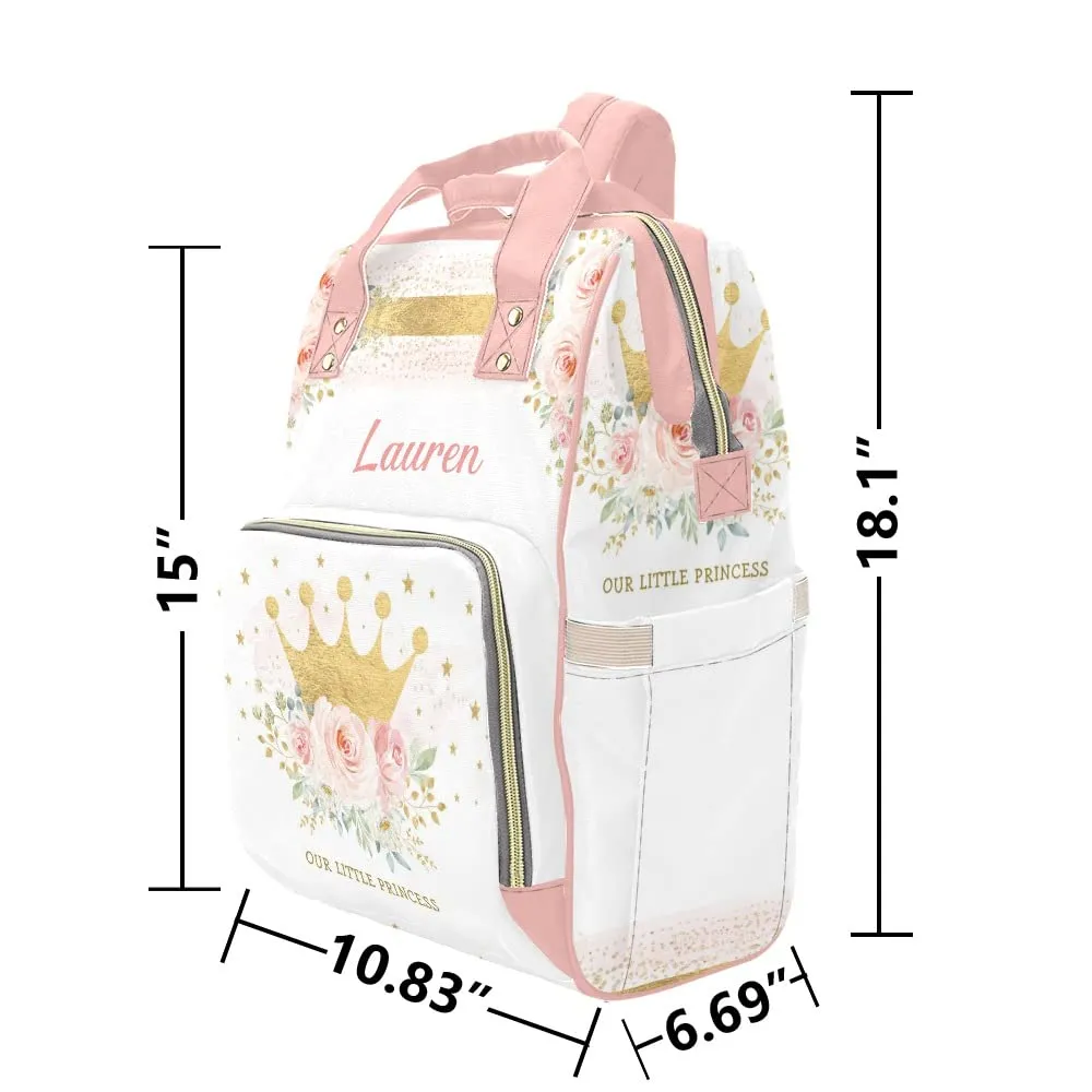 Pink Flower Star Diaper Bags Backpack with Name Personalized Baby Bag Nursing Nappy Bag Travel Tote Bag Gifts