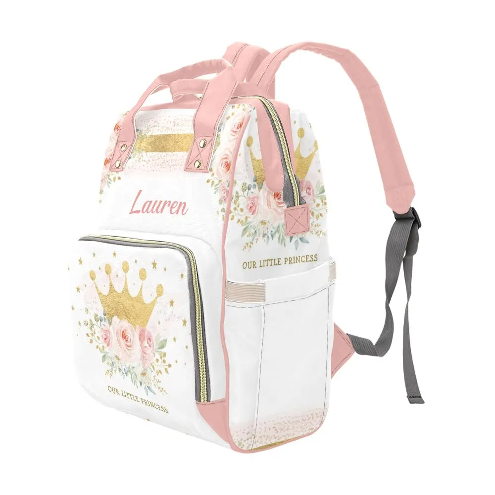 Pink Flower Star Diaper Bags Backpack with Name Personalized Baby Bag Nursing Nappy Bag Travel Tote Bag Gifts
