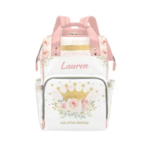 Pink Flower Star Diaper Bags Backpack with Name Personalized Baby Bag Nursing Nappy Bag Travel Tote Bag Gifts