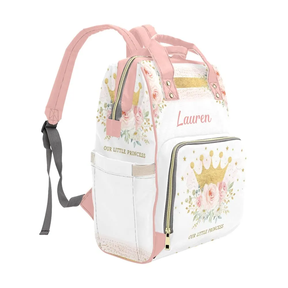 Pink Flower Star Diaper Bags Backpack with Name Personalized Baby Bag Nursing Nappy Bag Travel Tote Bag Gifts