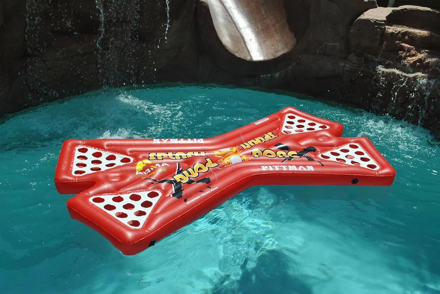 Pittman Outdoors Floating Beer Pong Table - Splash Pong Inflatable Table with Glow in The Dark Cup Holders, 2 or 4 Person