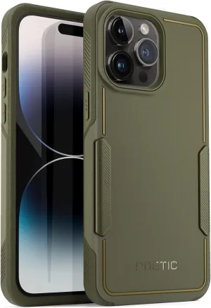 Poetic Neon Case Compatible with iPhone 14 Pro Max, Dual Layer Rugged Slim Shockproof Drop Protection, Military Green