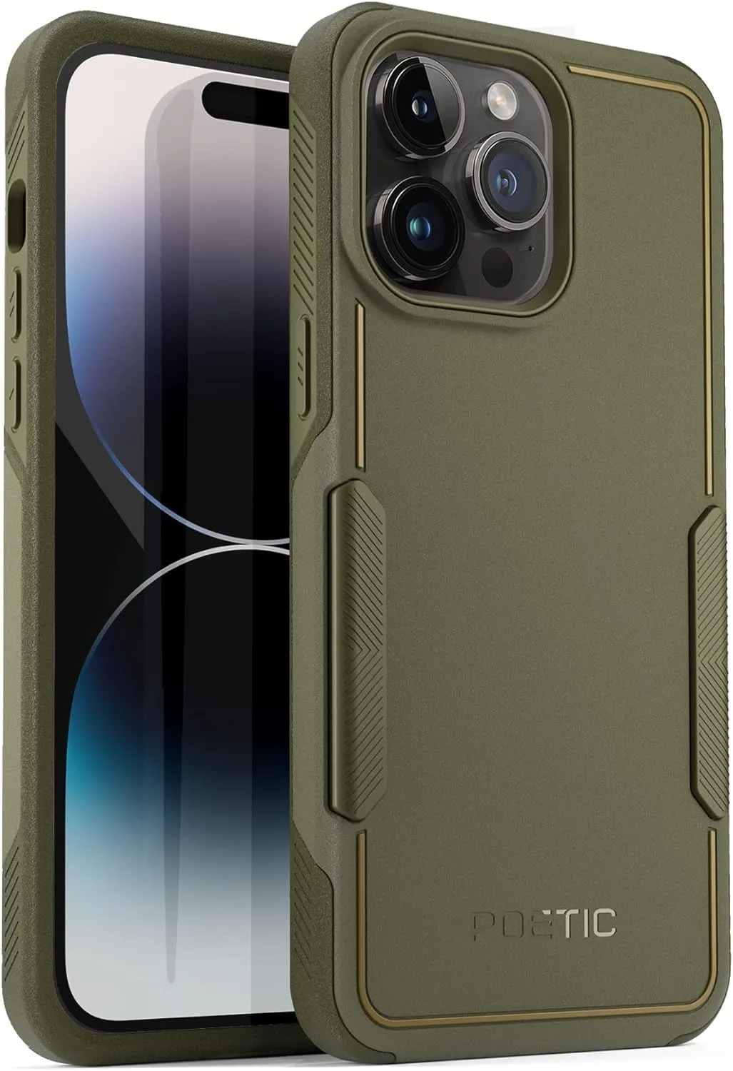 Poetic Neon Case Compatible with iPhone 14 Pro Max, Dual Layer Rugged Slim Shockproof Drop Protection, Military Green