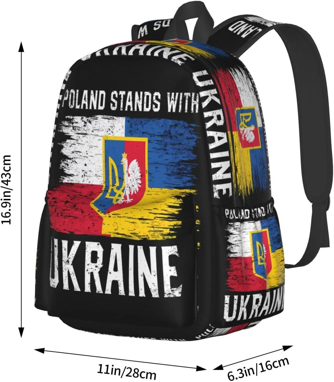 Poland Polish Ukrainian Flag Laptop Backpack Work Travel Backpacks Business Rucksack Casual Outdoor Daypack with Adjustable Strap Bags for Sports Office Gym Hiking