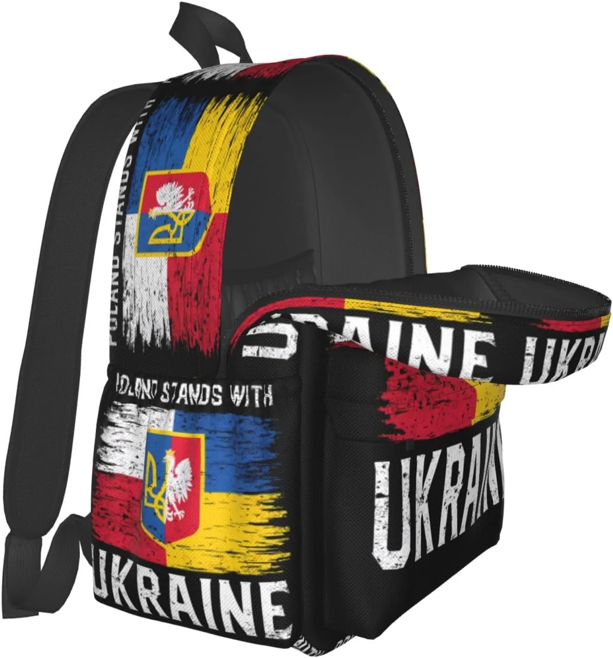 Poland Polish Ukrainian Flag Laptop Backpack Work Travel Backpacks Business Rucksack Casual Outdoor Daypack with Adjustable Strap Bags for Sports Office Gym Hiking