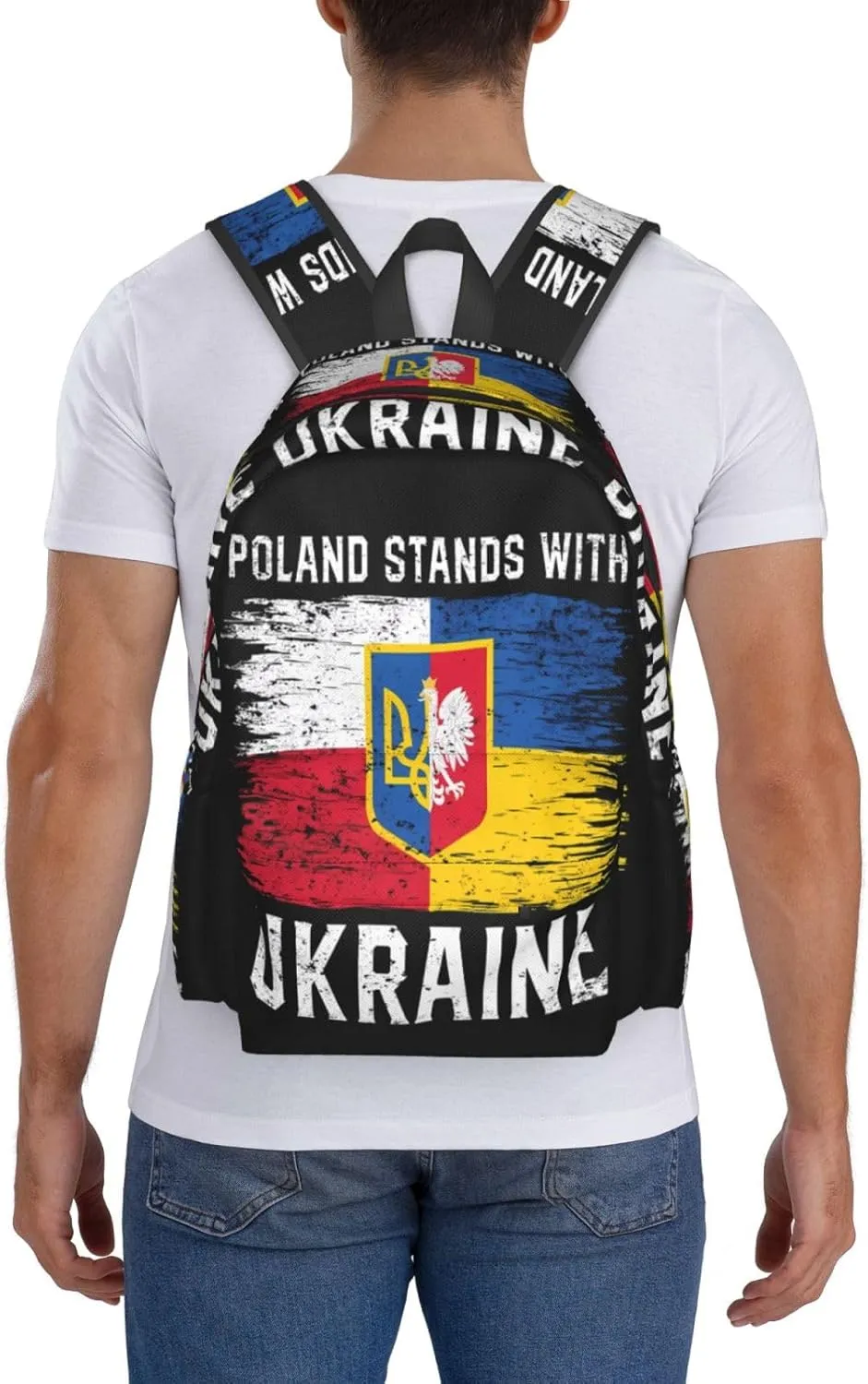 Poland Polish Ukrainian Flag Laptop Backpack Work Travel Backpacks Business Rucksack Casual Outdoor Daypack with Adjustable Strap Bags for Sports Office Gym Hiking