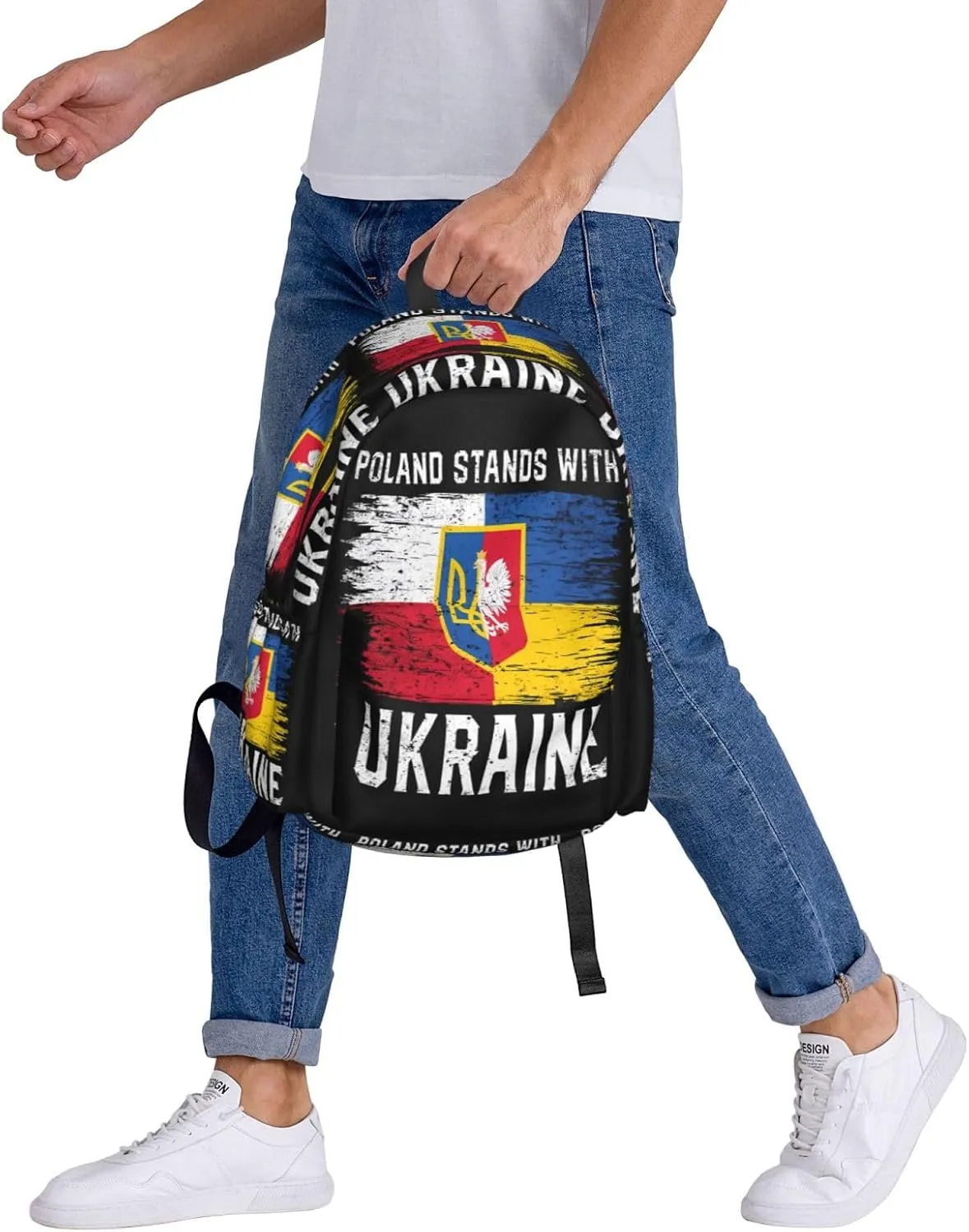 Poland Polish Ukrainian Flag Laptop Backpack Work Travel Backpacks Business Rucksack Casual Outdoor Daypack with Adjustable Strap Bags for Sports Office Gym Hiking