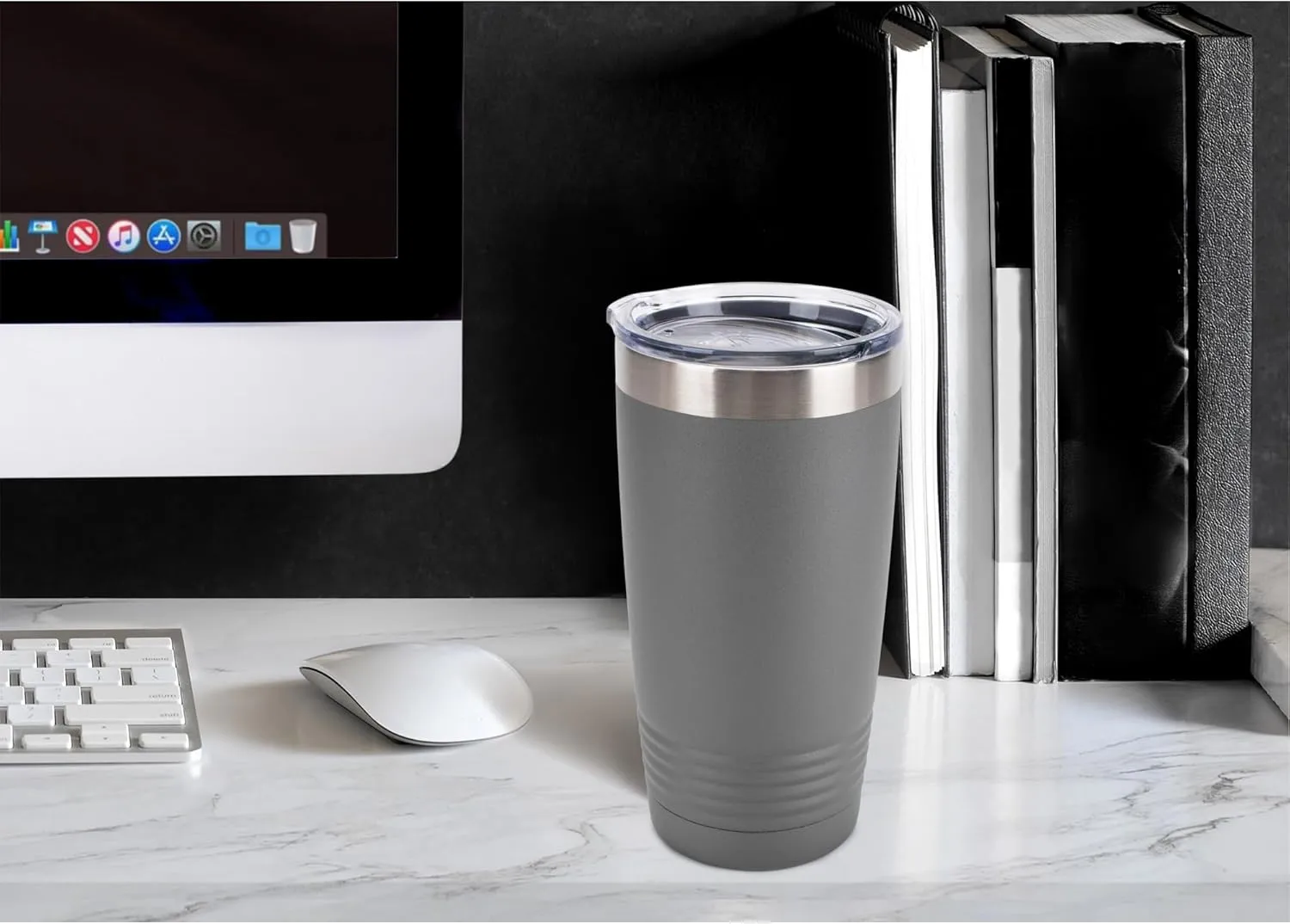Polar Camel, United States National Parks, Dark Grey 20 Ounce, Stainless Steel, Vacuum Insulated Travel Tumbler Mug With Clear Lid, Glacier Bay Alaska