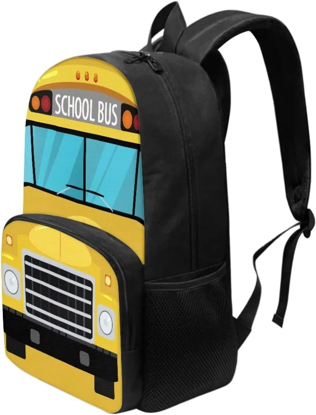POLERO Yellow School Bus Backpack Toddler Bag Kids Bookbag for Boys Girls 5-6 Back to School Backpacks Travel Casual Laptop Daypack Bags for Preschool First Grade