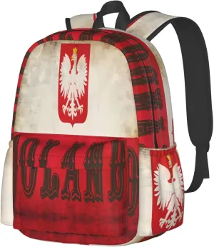 Polish Flag Poland Polska Eagle Laptop Backpack Work Travel Backpacks Business Rucksack Casual Outdoor Daypack with Adjustable Strap Bags for Sports Office Gym Hiking