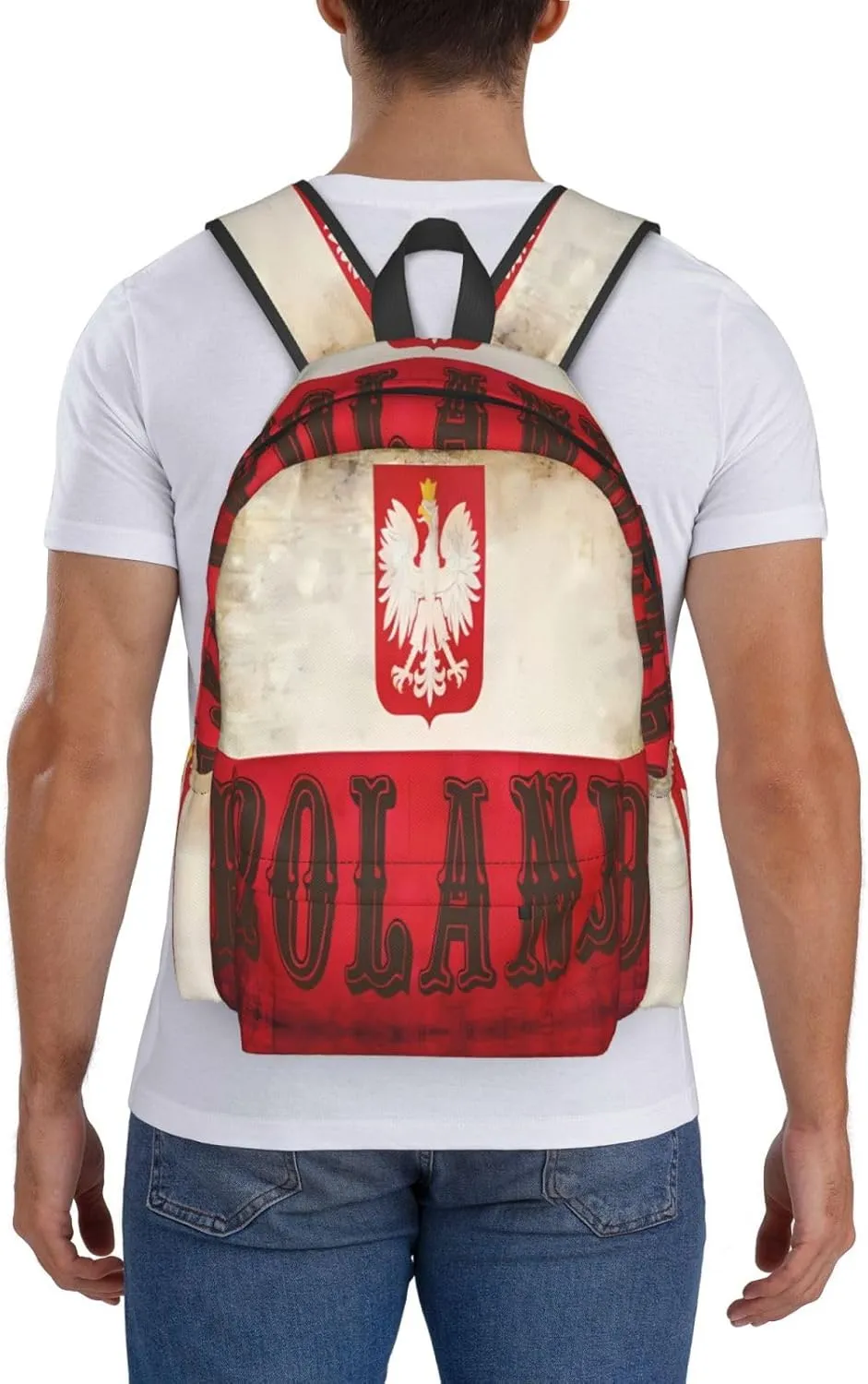 Polish Flag Poland Polska Eagle Laptop Backpack Work Travel Backpacks Business Rucksack Casual Outdoor Daypack with Adjustable Strap Bags for Sports Office Gym Hiking