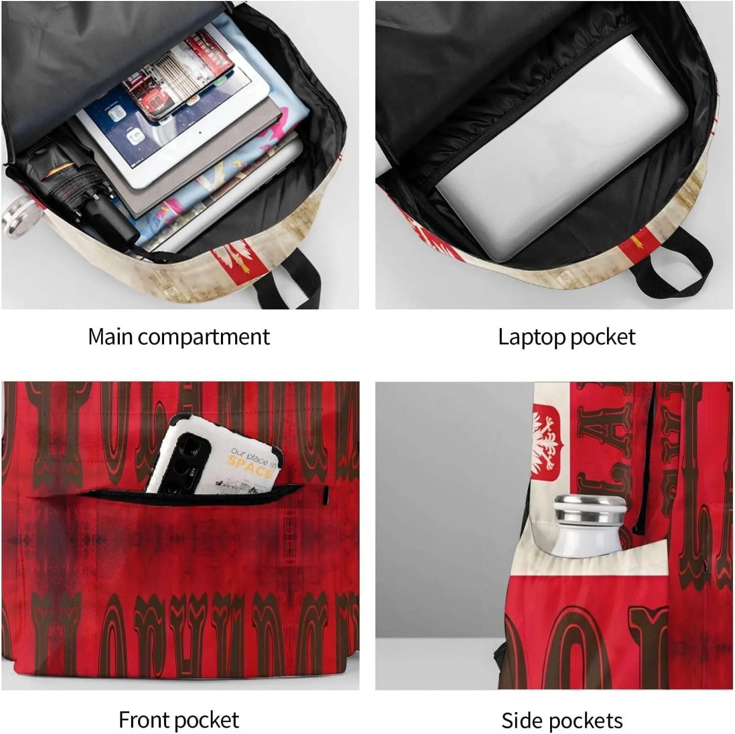 Polish Flag Poland Polska Eagle Laptop Backpack Work Travel Backpacks Business Rucksack Casual Outdoor Daypack with Adjustable Strap Bags for Sports Office Gym Hiking