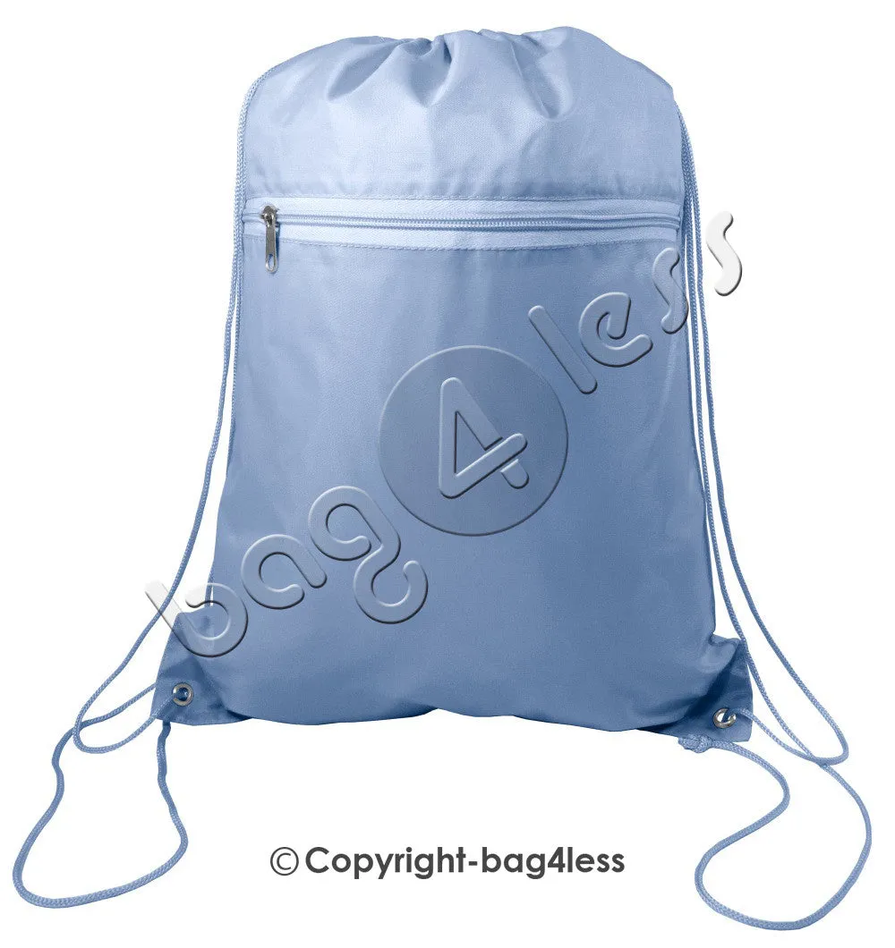 Polyester Drawstring Backpacks W/ Front Pocket - POL11