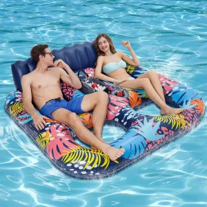 Pool Floats with Insulated Ice Pack, PUPPYUWILL Double Adults Pool Lounge Chairs, 71"X61" Ultra Size, Multi-Purpose Inflatable Pool Toys