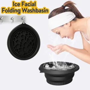 Portable Foldable Silicone Face Ice Bath Bowl with Built-In Ice Tray, Collapsible Bowl Facial Plunge for Acne Relief, Pore Minimizing, Cold Therapy & Glowing Skin Care at Home or Travel (Green)