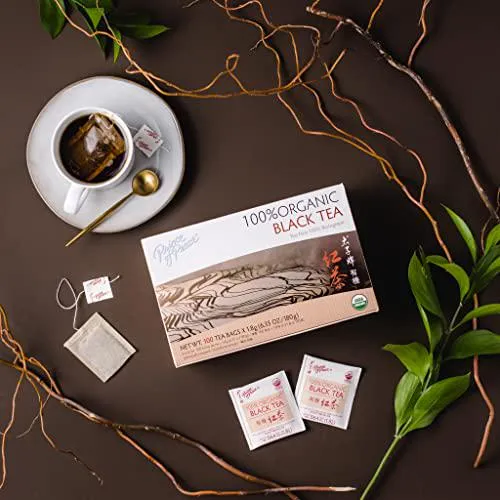 Prince of Peace Organic Black Tea, 100 Tea Bags 100% Organic Black Tea Unsweetened Black Tea Lower Caffeine Alternative to Coffee Herbal Health Benefits