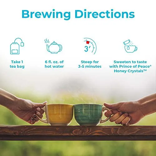 Prince of Peace Organic Black Tea, 100 Tea Bags 100% Organic Black Tea Unsweetened Black Tea Lower Caffeine Alternative to Coffee Herbal Health Benefits