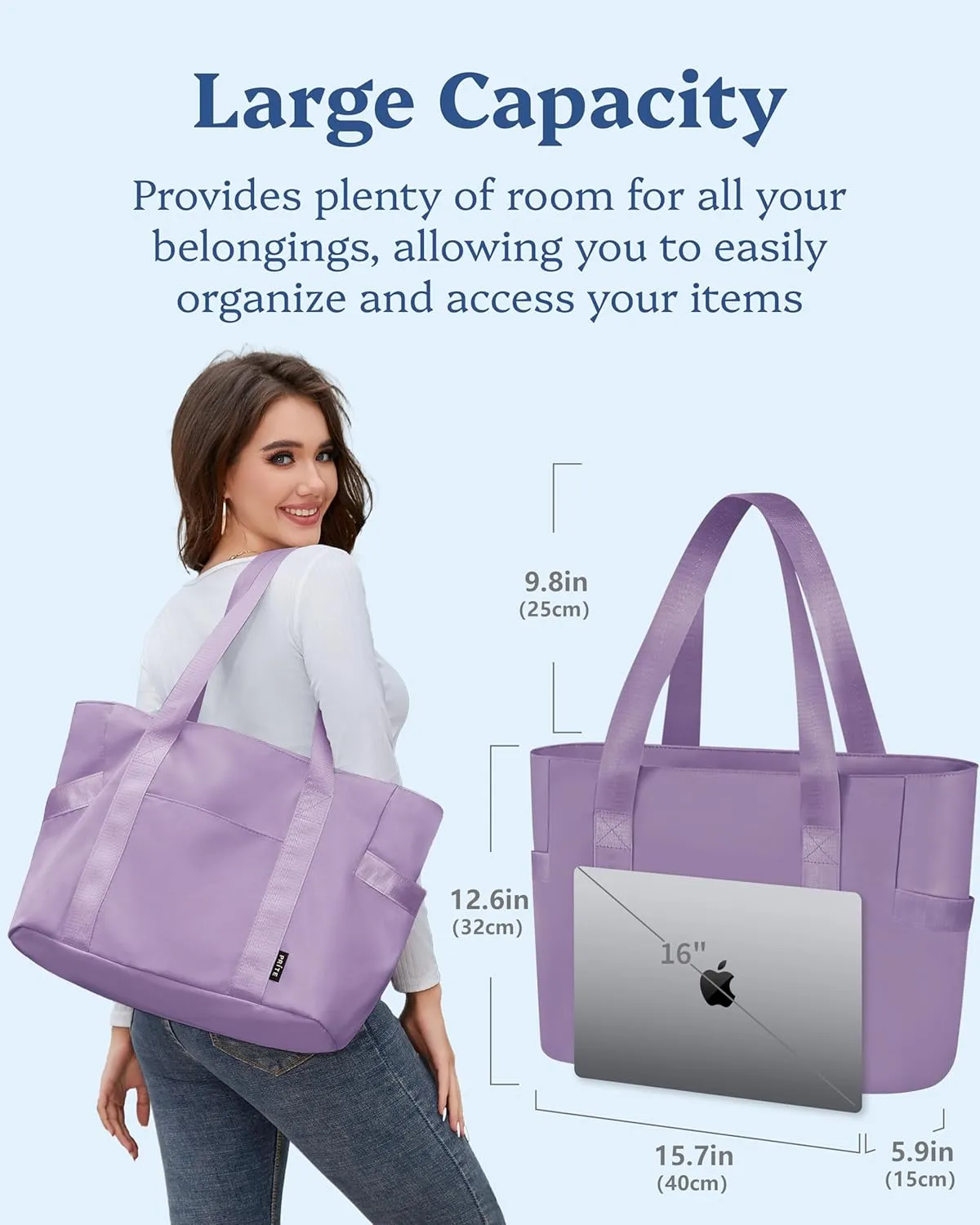 Prite Tote Bag for Women Weekender Bag with Laptop Compartment for Work Nurse Travel Gym