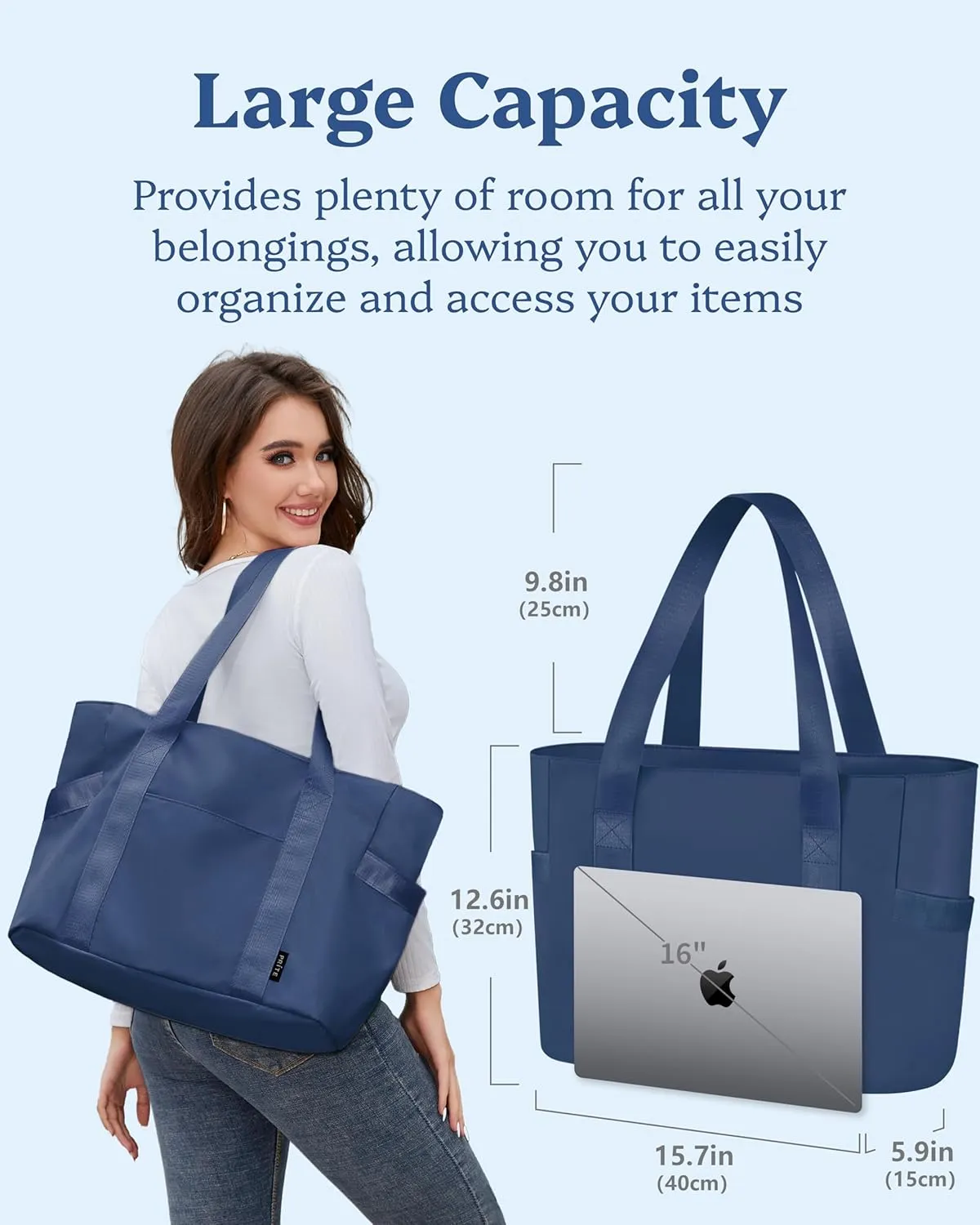 Prite Tote Bag for Women Weekender Bag with Laptop Compartment for Work Nurse Travel Gym