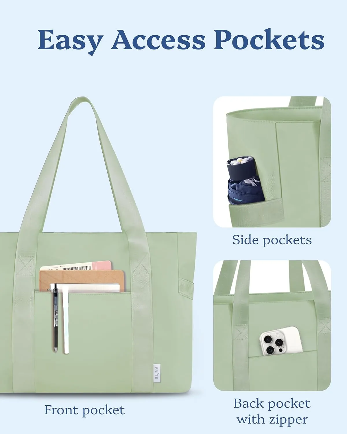 Prite Tote Bag for Women Weekender Bag with Laptop Compartment for Work Nurse Travel Gym