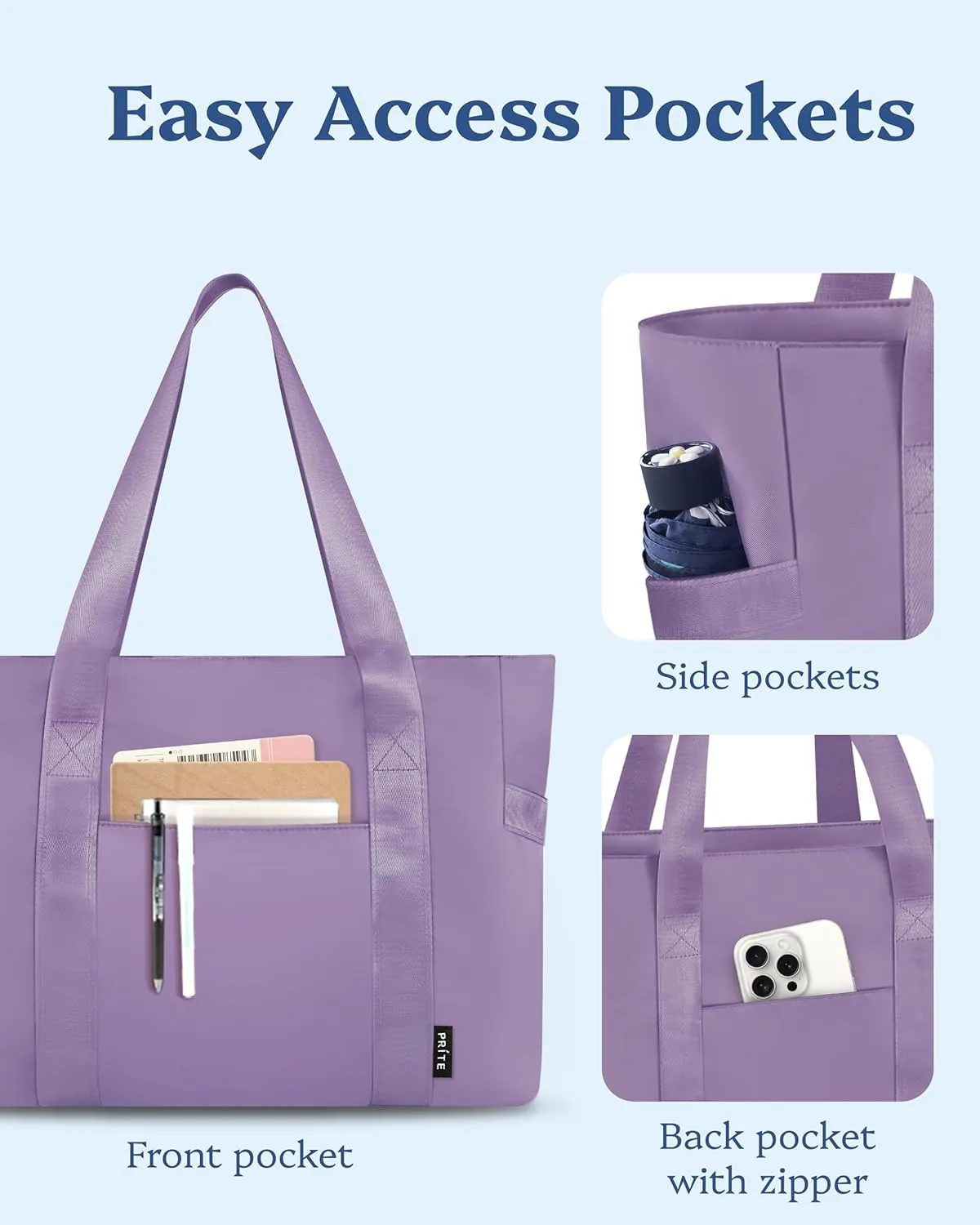 Prite Tote Bag for Women Weekender Bag with Laptop Compartment for Work Nurse Travel Gym