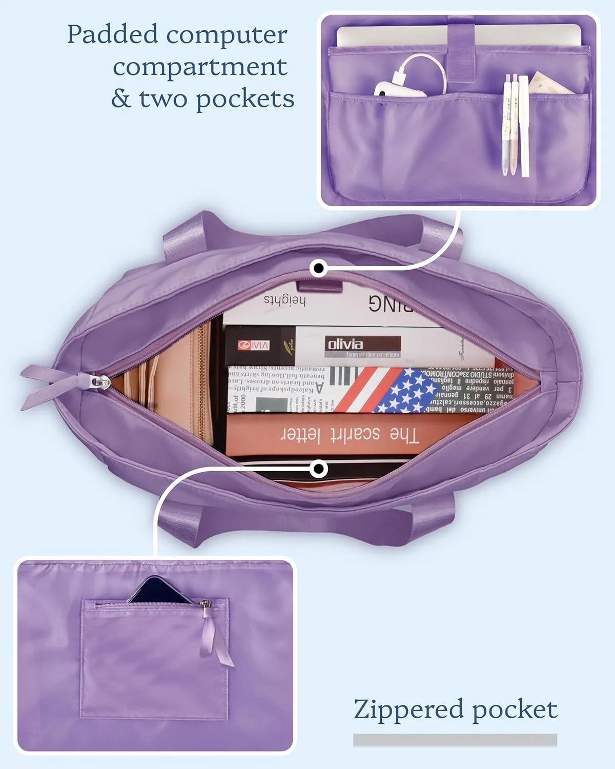Prite Tote Bag for Women Weekender Bag with Laptop Compartment for Work Nurse Travel Gym