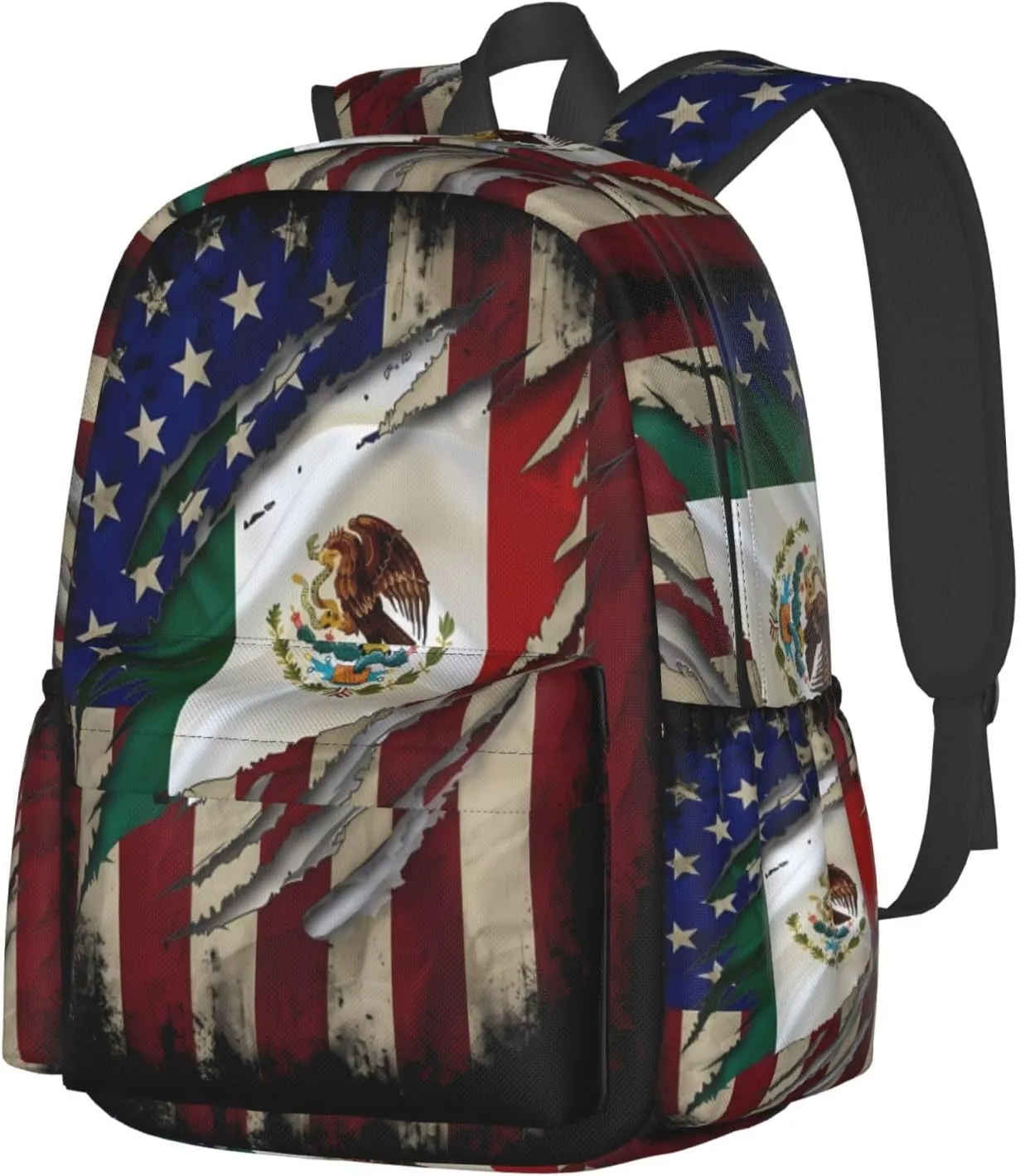 Proud Mexican American Flag Mexican Roots Laptop Backpack Work Travel Backpacks Business Rucksack Casual Outdoor Daypack with Adjustable Strap Bags for Sports Office Gym Hiking